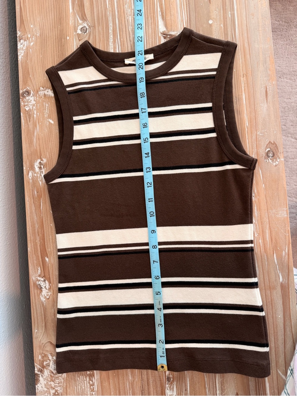 Madewell ‘90’s Shell Tank Brown Cream Black Stripes Tank (Size Small) - Picture 12 of 12